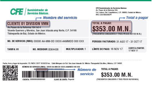 Cuál es el nombre de usuario en el recibo de luz en México
